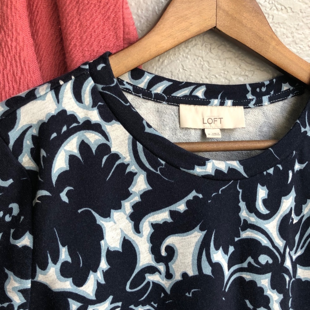 LOFT Blue Floral Sweatshirt